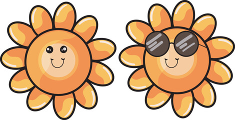 set of cartoon sun vector 