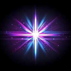 Glowing purple and blue light burst on dark background.