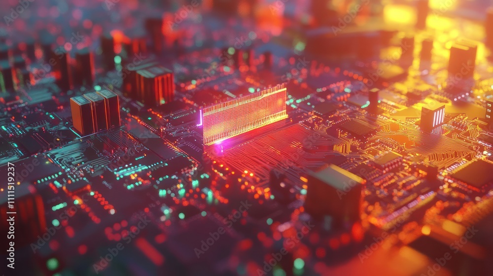 Poster abstract view of a colorful circuit board