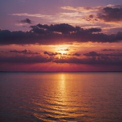 Naklejka premium A sunrise with vibrant pink, purple, and yellow hues blending seamlessly, on a white background.