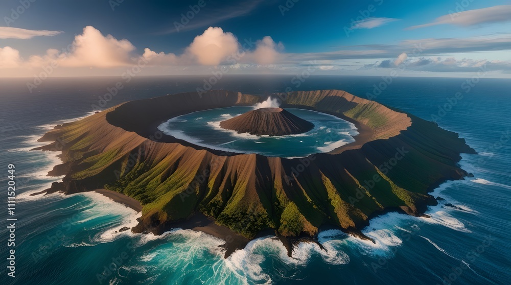 Poster aerial view of a small island in the middle of the ocean generated by ai