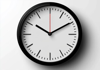 Minimalist Black Analog Clock Design with High Contrast White Background