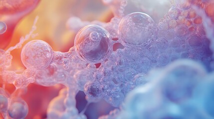 Obraz premium Abstract image of iridescent bubbles in a fluid
