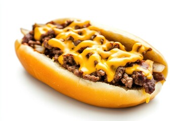 Delicious meal cheesesteak isolated on white background