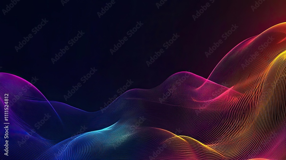 Aufkleber vibrant wave patterns with a colorful gradient on a dark background.