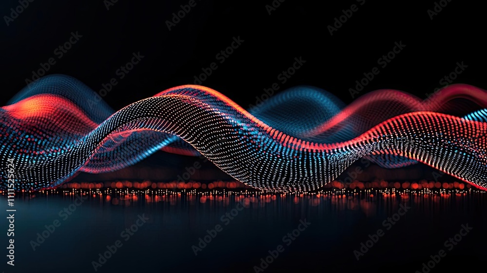 Aufkleber colorful dynamic wave forms on a dark background creating a vibrant visual effect.