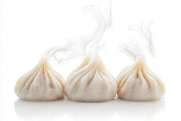 Obraz premium Fresh steamy modak dumpling isolated on a white background