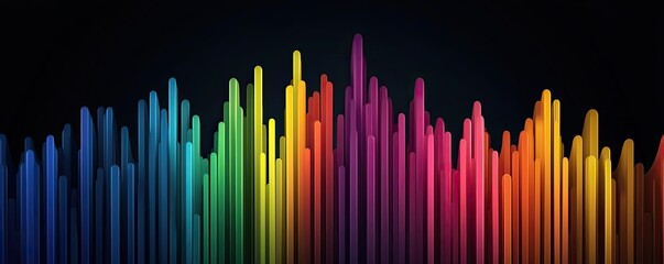 Fototapeta premium Colorful sound wave representation on a dark background.