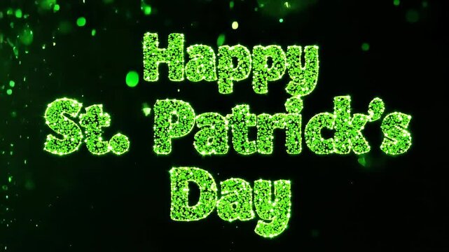 Green glitter forming happy st. Patrick's day lettering