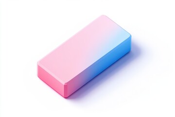 Isometric 3D eraser pastel colors blue and pink school supplies soft gradient clean design