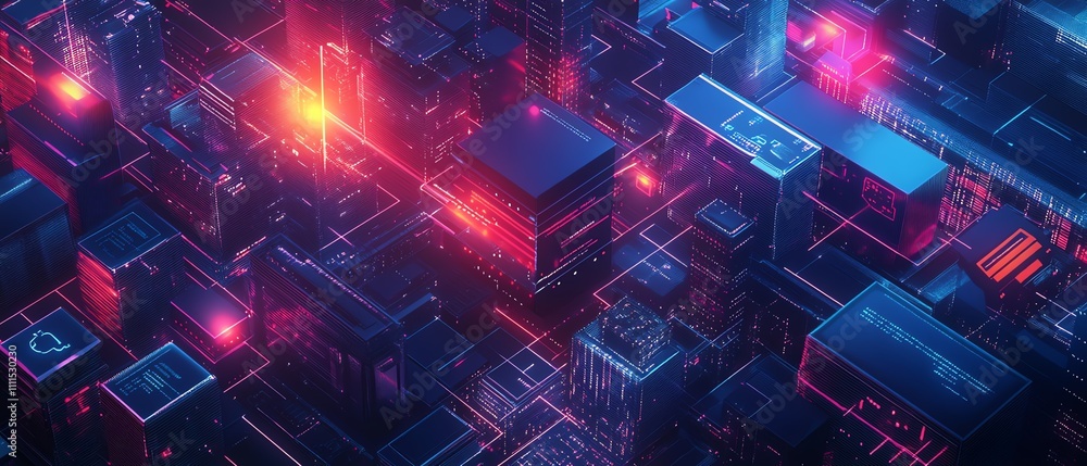 Poster Abstract corporate digital transformation scene, showing the integration of cuttingedge technology reshaping business processes and creating new opportunities