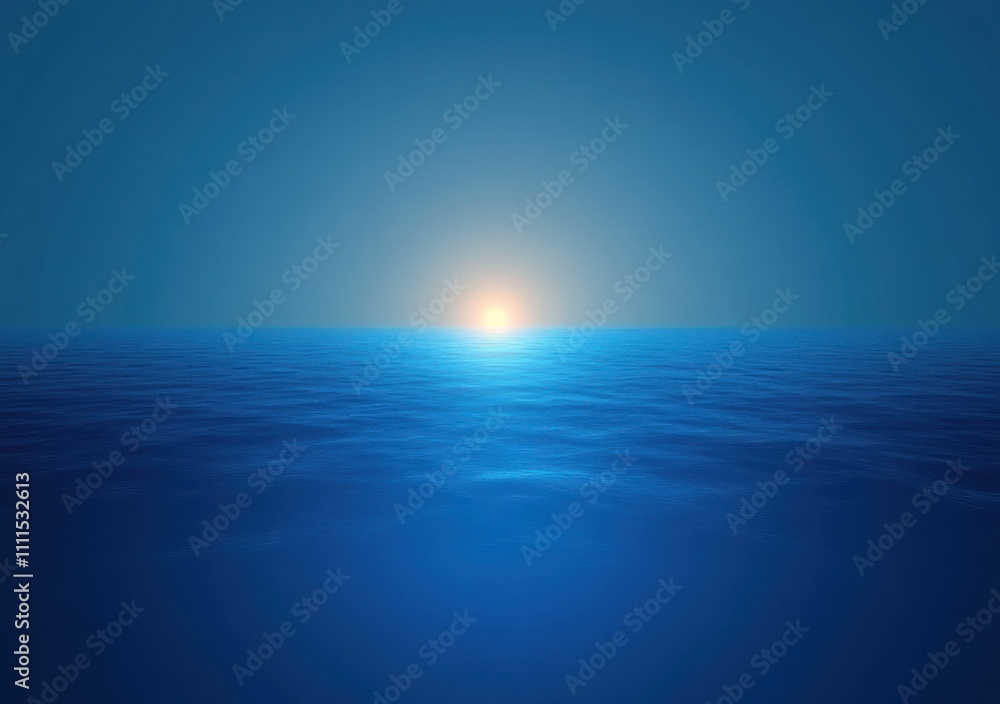Poster calming blue gradient background with soft light diffusion and minimalist design