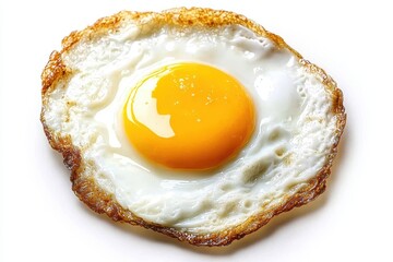Sunny side up fried egg crispy edges vibrant yellow yolk photorealistic high resolution food photography