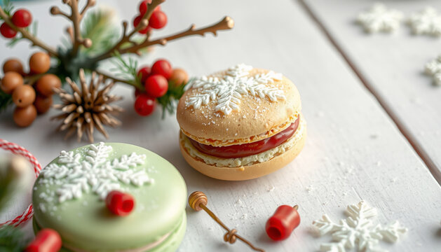 Macaroons Tasty Pastry With A Little Decorated Berry
