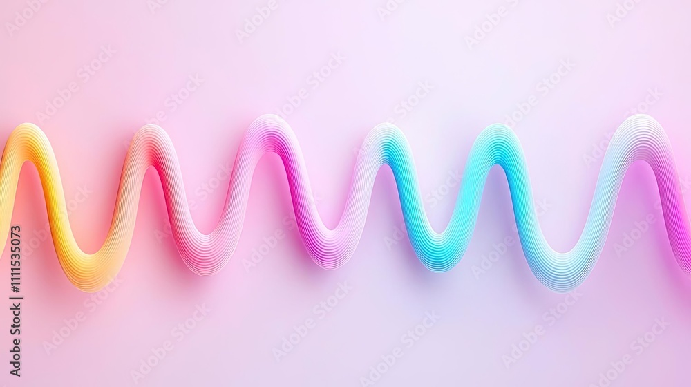 Poster colorful wave pattern on a soft gradient background.