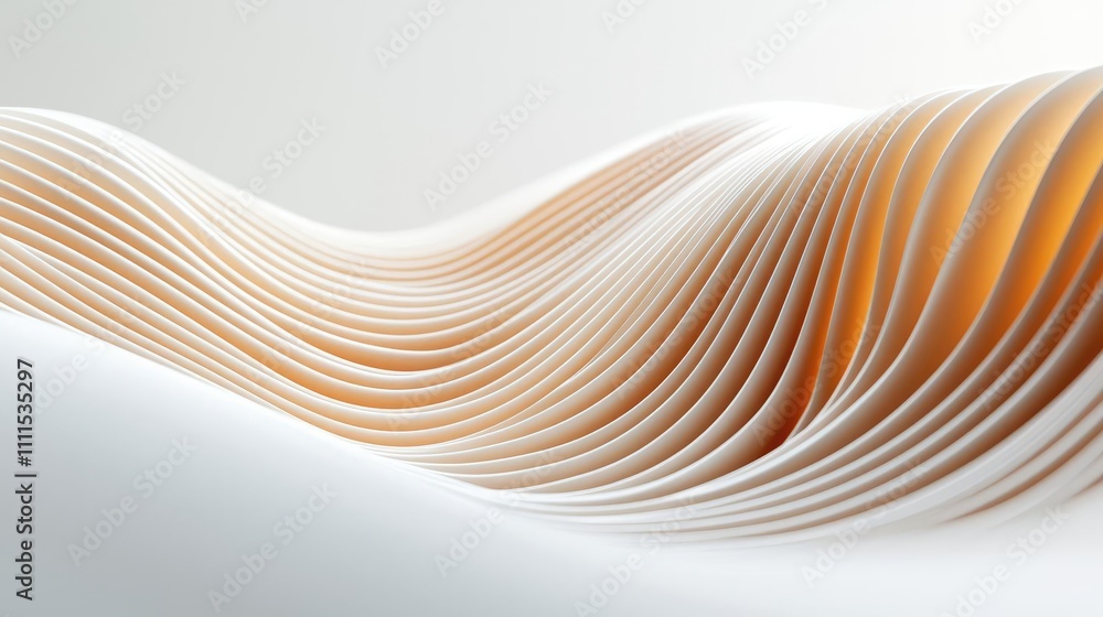 Poster abstract wave pattern with soft curves and gradient colors on a white background.
