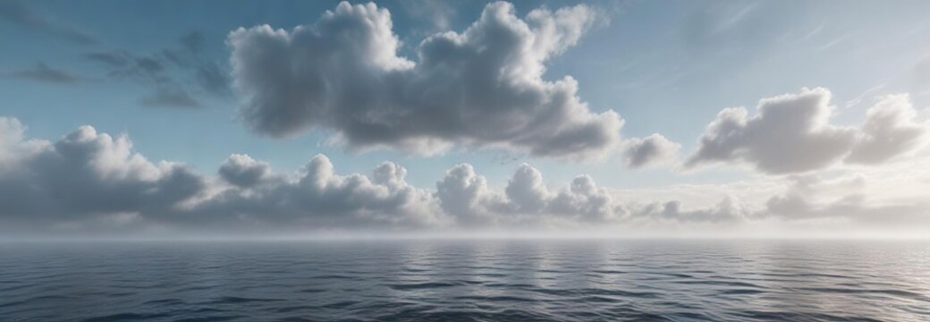 Misty morning fog rolling in off the sea with soft blue clouds peeking through the mist, misty, calm, morning