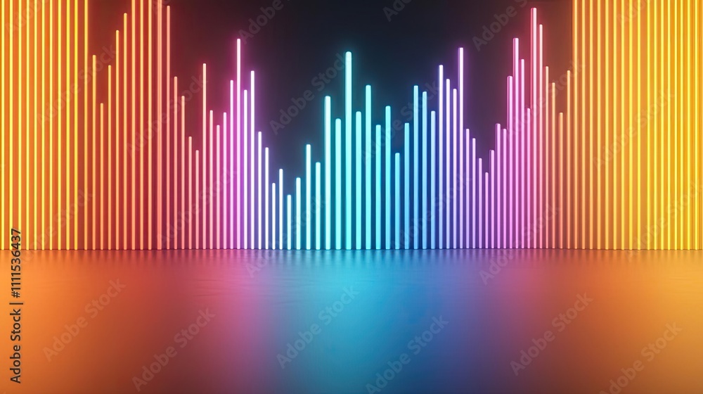 Poster colorful sound wave visualization with smooth gradient on a dark background.