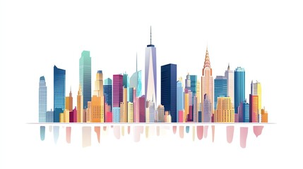 Fototapeta premium A colorful illustration of the New York City skyline.