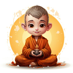 Adorable kawaii style meditating yogi happily By Generated AI