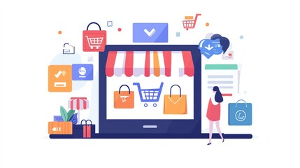 A woman is shopping online.