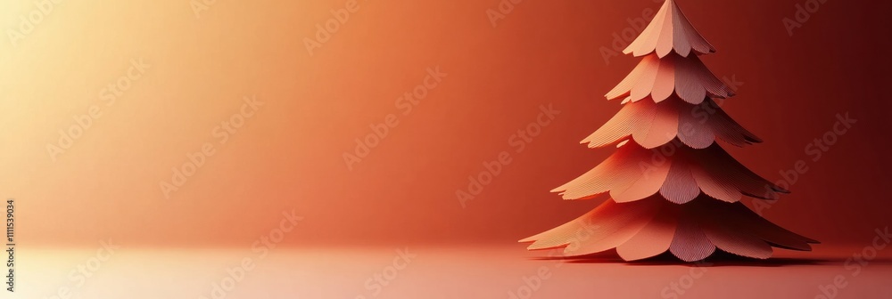 Poster This decorative 3D paper Christmas tree features layered design for a festive touch, ideal for personalizing with message or text. Generative AI