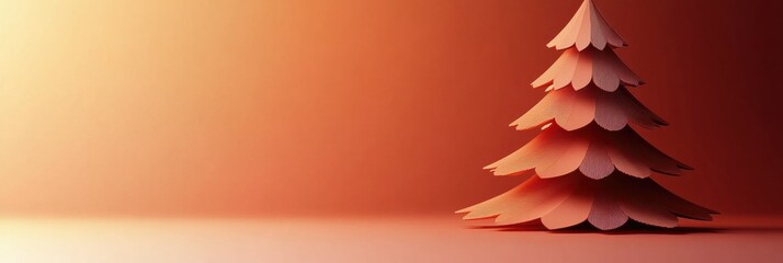 This decorative 3D paper Christmas tree features layered design for a festive touch, ideal for personalizing with message or text. Generative AI
