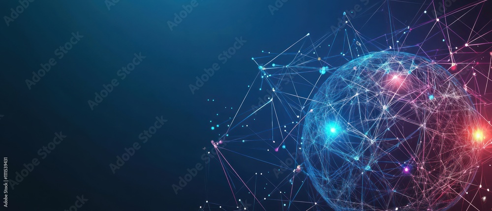 Aufkleber digital globe with network connections and glowing nodes