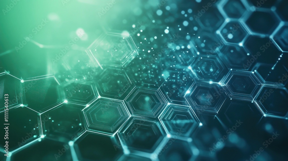 Poster abstract hexagonal pattern with glowing effects
