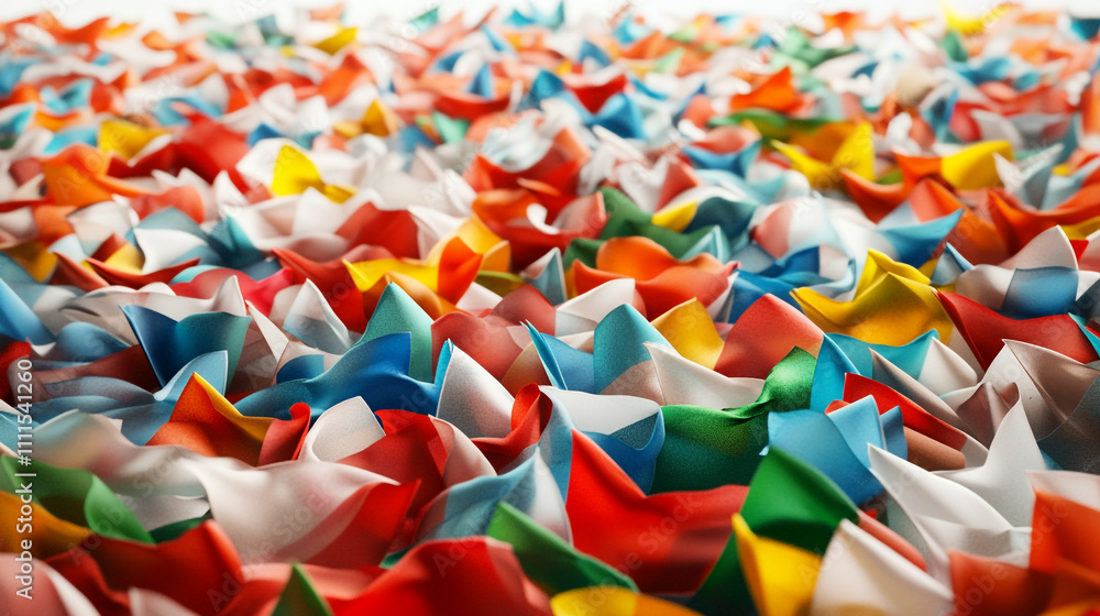 Poster colorful fabric patterns create a lively texture in a vibrant display of textile art