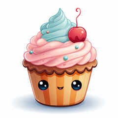 Arifin charming kawaii style knitted cupcake while smiling By Generated AI