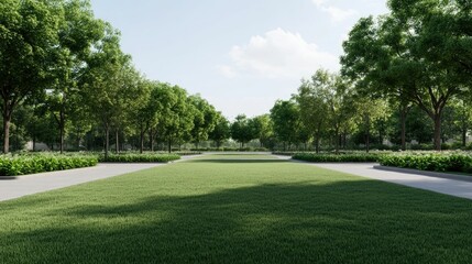 Obraz premium Revitalizing Urban Landscapes through Verdant Tree Planting in City Parks for Sustainable and Aesthetically Pleasing Public Spaces This image showcases a lush