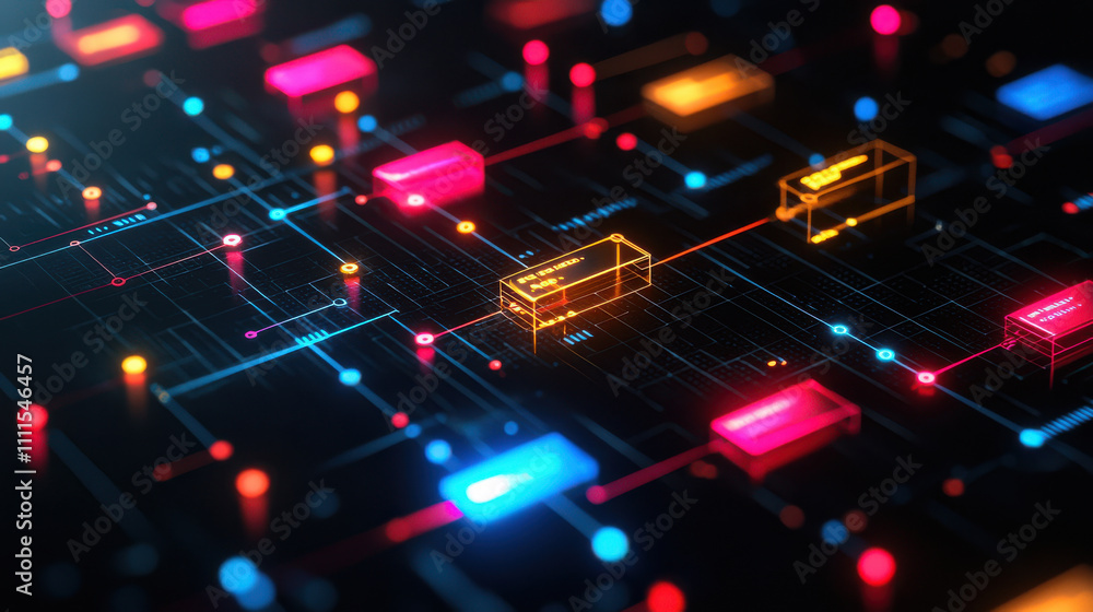Poster gantt chart concept. futuristic gantt production timeline graph with vibrant colors and intricate co