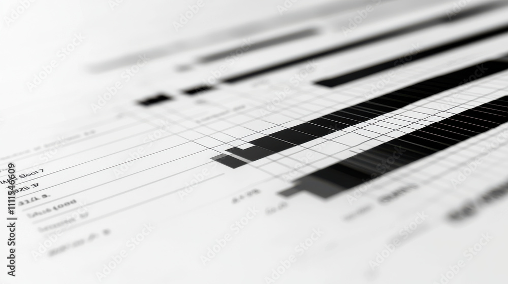 Poster gantt chart concept. minimalist black and white gantt chart template showcasing project timelines an