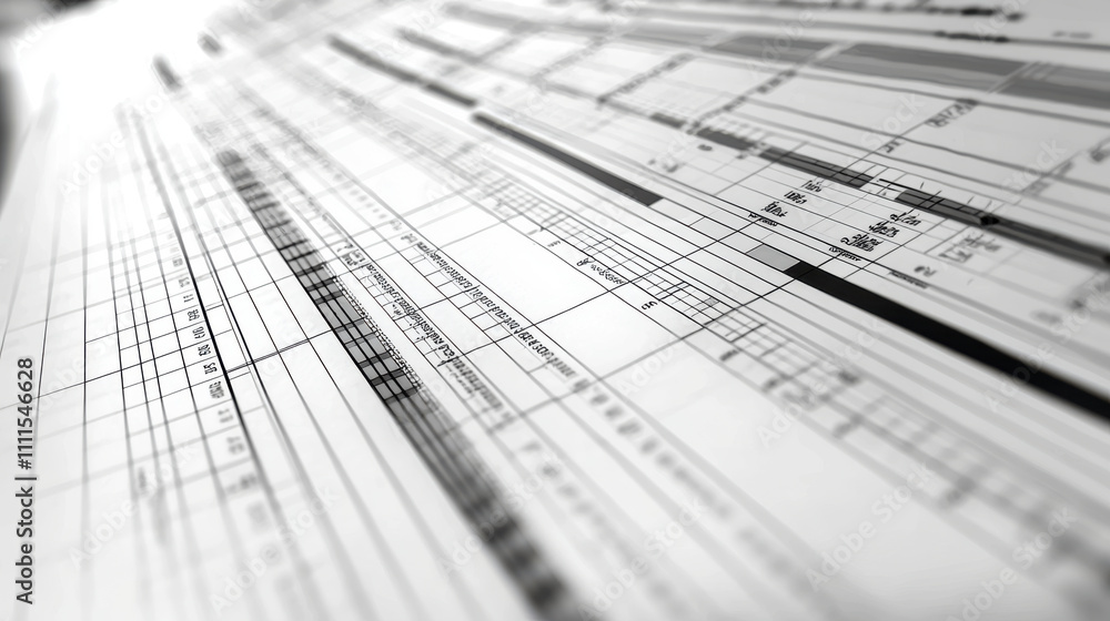 Poster gantt chart concept. minimalist black and white gantt chart template showcasing project timelines an
