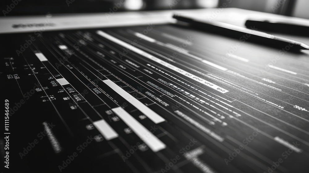 Poster gantt chart concept. minimalist black and white gantt chart template showcasing project timelines an