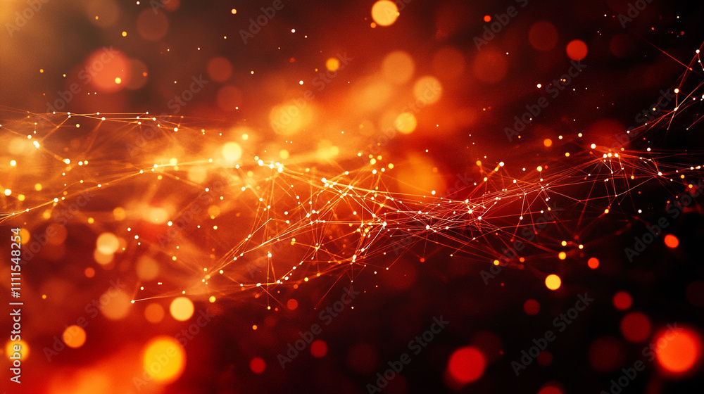 Poster colorful abstract background with glowing particles and lines creating a vibrant visual effect