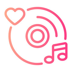 romantic music Line Gradient Icon