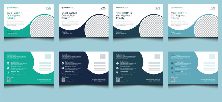 Editable elegant creative modern corporate company professional business medical services hospital health care marketing agency dental care clinical dentist EDDM invitation postcard template design.