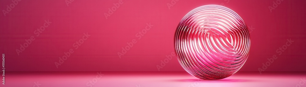 Poster a reflective sphere with intricate patterns sits against a vibrant pink background, creating a strik