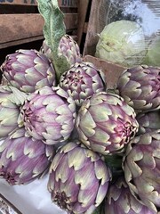 artichokes on a market stall