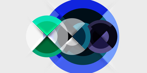 Obraz premium Circle and semi circle geometric background. Vector Illustration For Wallpaper, Banner, Background, Card, Book Illustration, landing page