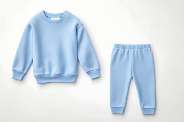 baby boy blue cotton set from baby shorts and bodysuit isolated on white background