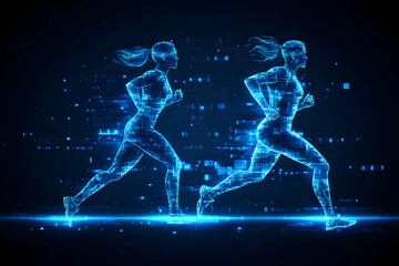Fototapeta premium Digital Runners Illustration