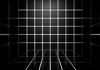 Black and White Minimalist Grid Pattern Abstract Design Modern Art