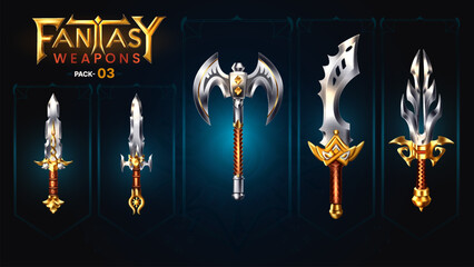 Fantasy Weapons Collection for RPGs, Strategy, Adventure, and Heroic Battle Games – Vector Design
