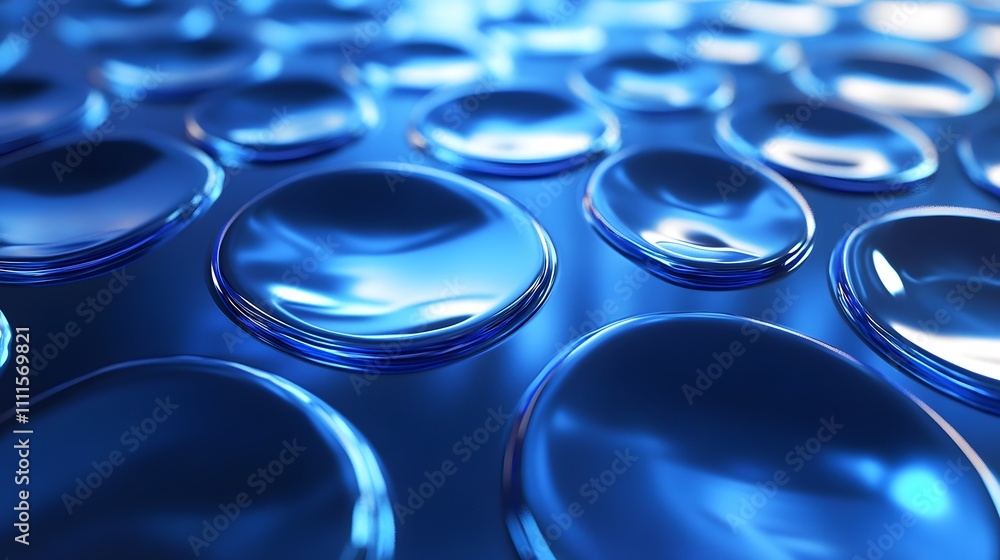 Poster abstract blue circular shapes pattern design