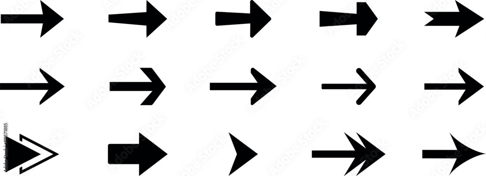 Fototapete arrows big black set icons. arrow collection different arrows sign. black vector arrows. vector diff