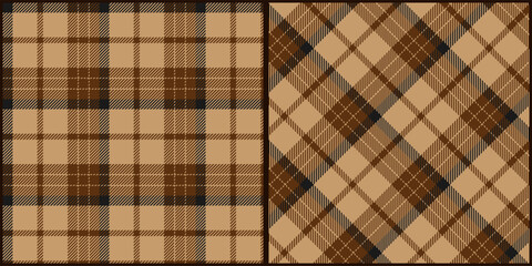 Classic brown tone plaid seamless pattern vector. Background graphic tartan fashion design use for print, texture, cloth, fabric, flannel.	