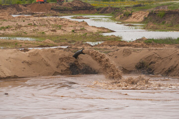 Dirty water is flowing from the pipe